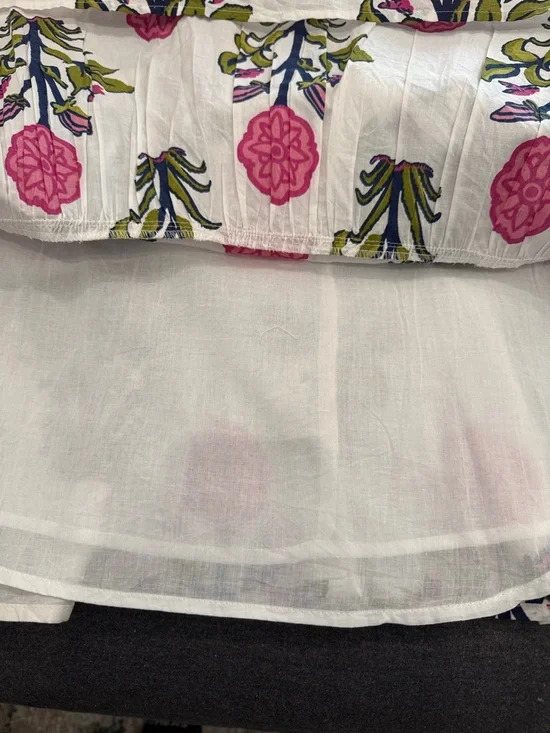 💙 NWT 💙 THML • White Floral Puff Sleeve Maxi Dress with Contrast Collar • Small - Picture 12 of 16